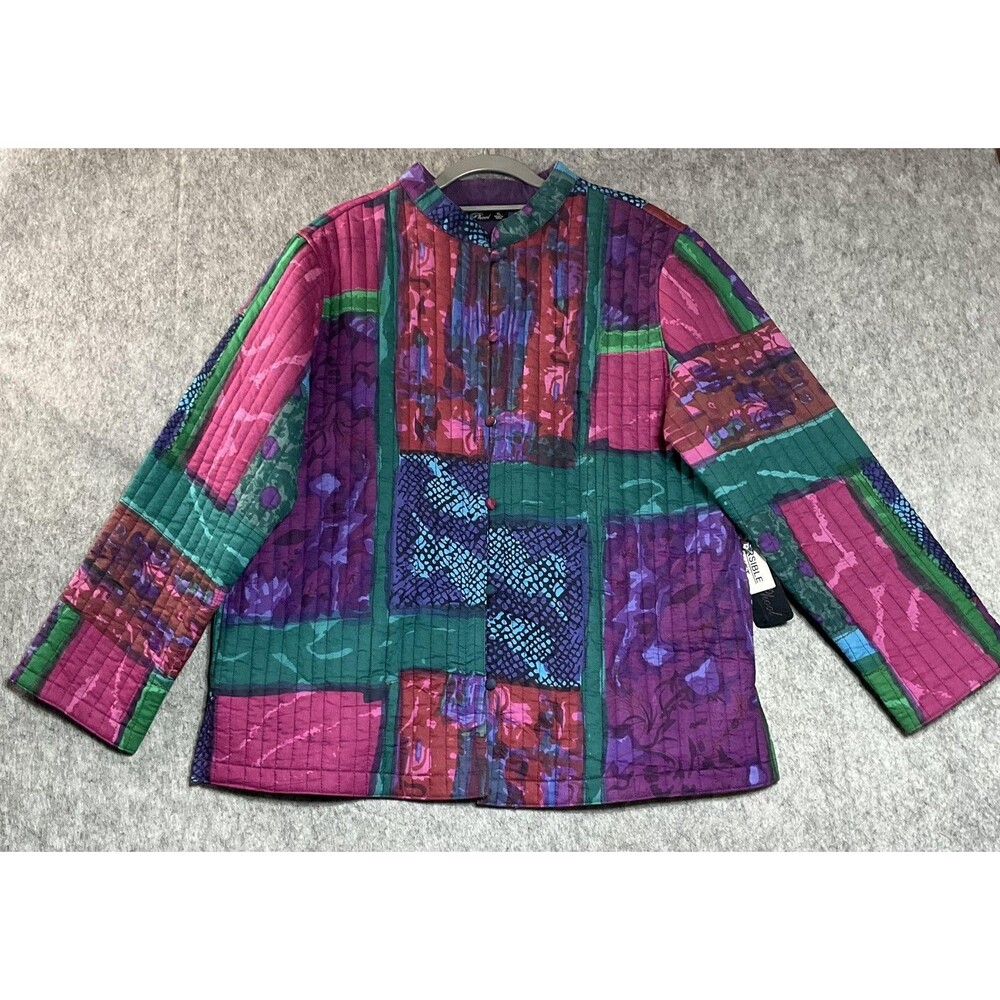 Phool Jacket Womens XL Multicolor Quilted Geometric Cotton Pockets Boho NEW
